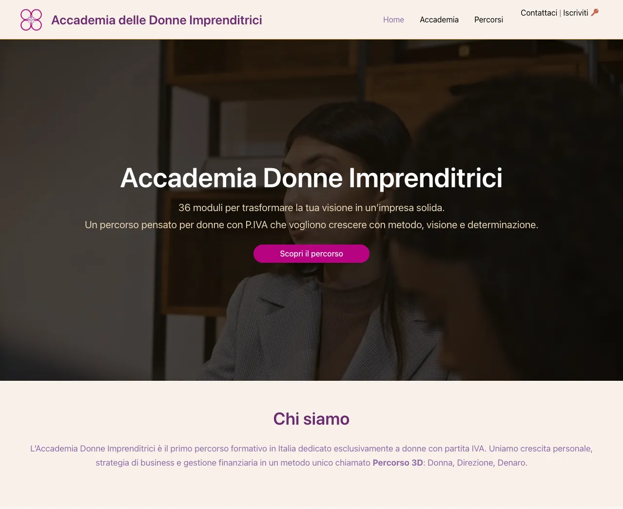 The Accademia Donne Imprenditrici website (2026)