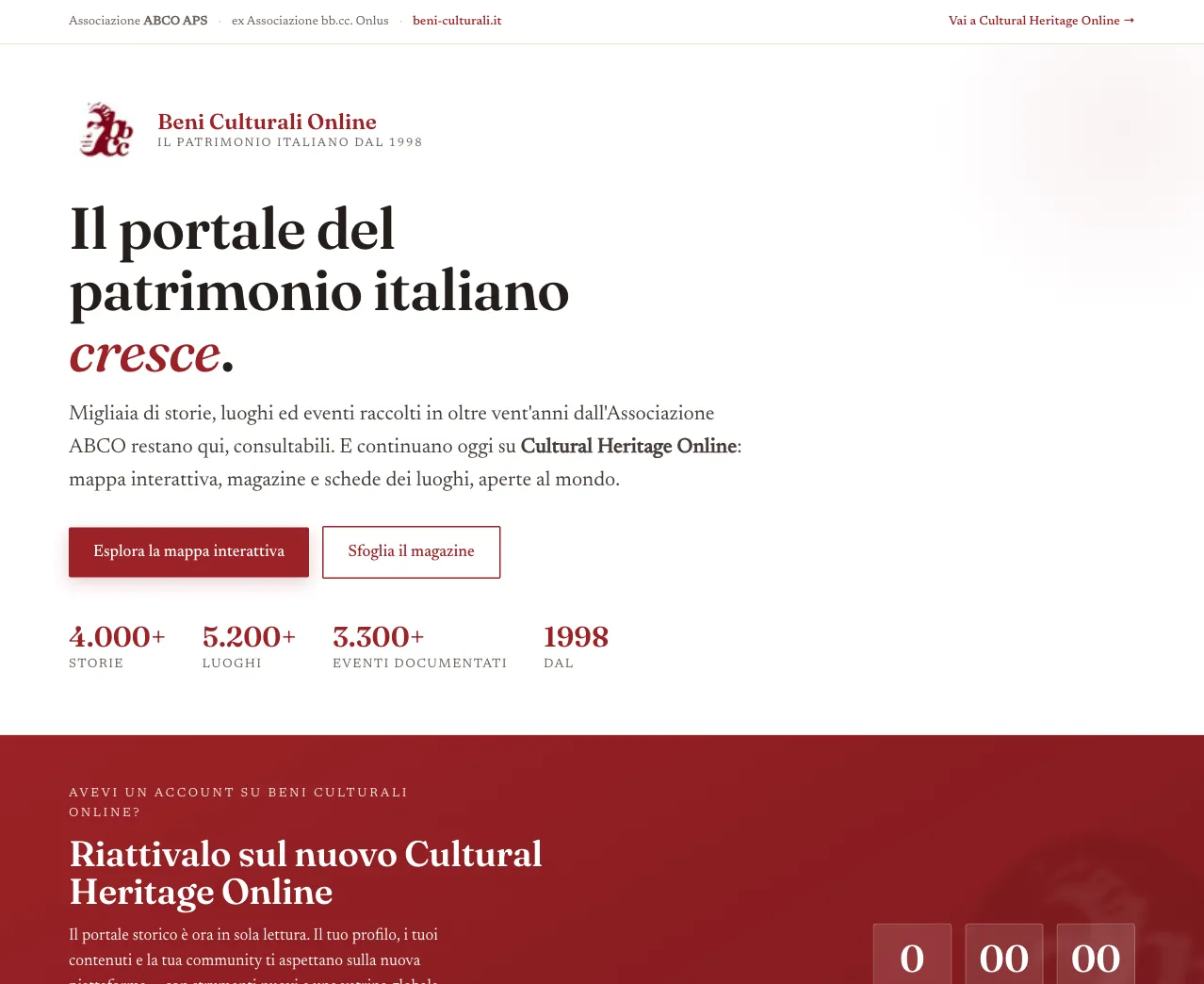 The BeniCulturaliOnline.it website (1998–2026)