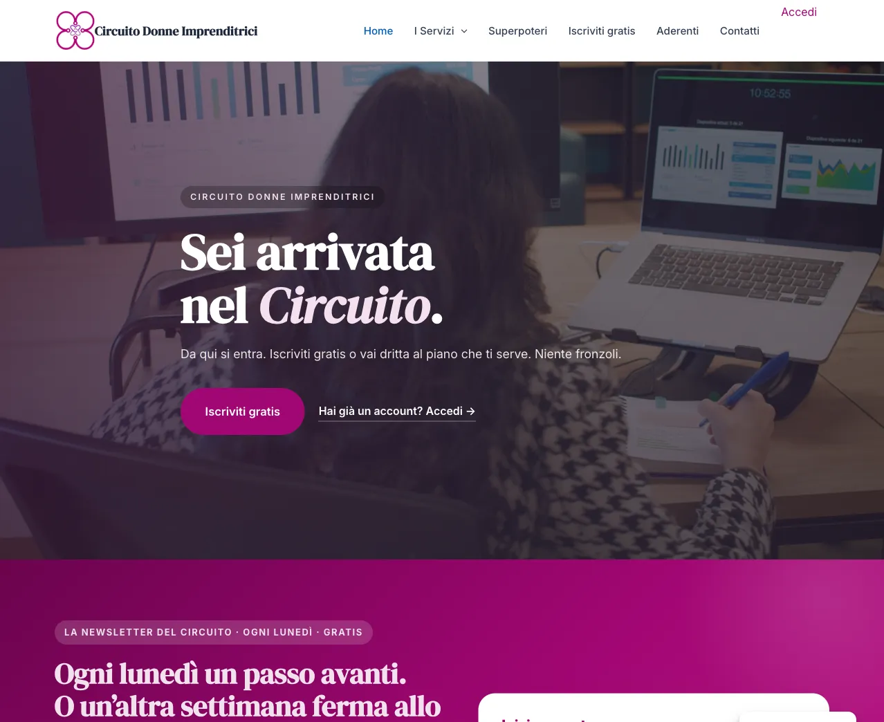 The Circuito Donne Imprenditrici website (2026)