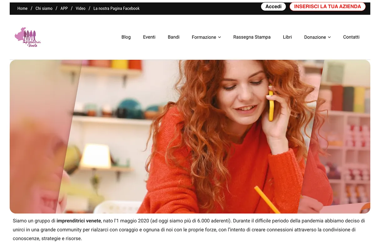 The Imprenditrici Venete website (2020)